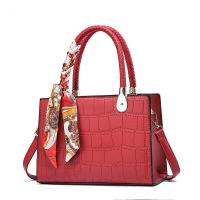 PU Leather hard-surface Handbag with hanging ornament & durable & attached with hanging strap crocodile grain PC