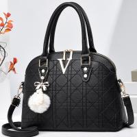 PU Leather hard-surface Handbag with hanging ornament & attached with hanging strap Solid PC
