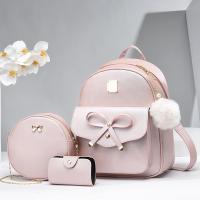 PU Leather Backpack with chain & attached with hanging strap & three piece Solid PC