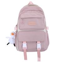 Nylon Backpack with hanging ornament & large capacity & hardwearing Solid PC