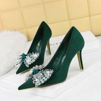 Suede Stiletto High-Heeled Shoes hardwearing & with rhinestone Pair