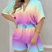 Polyester Plus Size Women Romper slimming printed PC