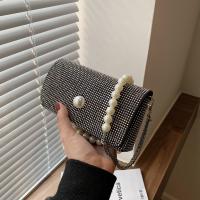 PU Leather & Polyester Easy Matching Crossbody Bag & with rhinestone Plastic Pearl PC