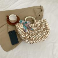 Straw with silk scarf & Easy Matching Woven Tote PC