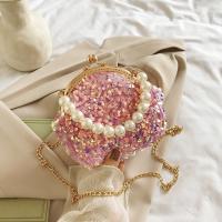 Sequin & Polyester Shell Shape & Easy Matching Clutch Bag with chain Plastic Pearl PC