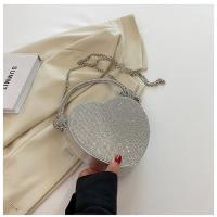 PU Leather Easy Matching Handbag attached with hanging strap & with rhinestone heart pattern silver PC