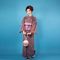 Polyester Kimono kostuum set Riem Afgedrukt Bloemen stuk