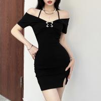Cotton Waist-controlled & High Waist Sexy Package Hip Dresses & off shoulder patchwork Others PC