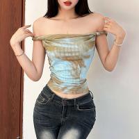 Polyester Waist-controlled & High Waist Boat Neck Top patchwork Others blue PC