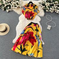 Polyester Zweiteiliges Kleid Set, Gedruckt, unterschiedliches Muster zur Auswahl, mehr Farben zur Auswahl,  Festgelegt