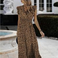 Polyester Slim One-piece Dress printed leopard PC
