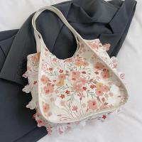 PU Leather & Canvas Easy Matching Shoulder Bag large capacity floral PC