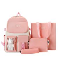 Canvas Backpack with hanging ornament & large capacity & four piece Solid PC