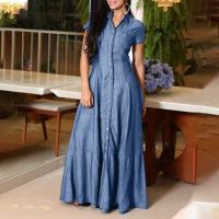 Polyester One-piece Dress & floor-length & loose & breathable Solid PC