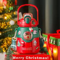 316 Stainless Steel Vacuum Bottle for children & portable & christmas design & attached with hanging strap PC