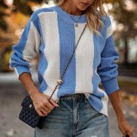 Acrylic Women Sweater slimming patchwork striped PC