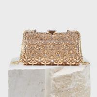 Cloth & Metal Easy Matching Clutch Bag with rhinestone gold PC