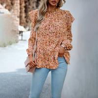 Polyester Women Long Sleeve Blouses slimming printed shivering PC