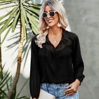 Polyester Slim Women Long Sleeve Blouses black PC