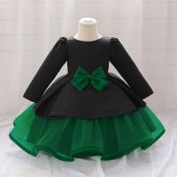 Cotton Slim & Princess Girl One-piece Dress Cute Solid green PC