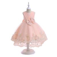 Cotton Girl One-piece Dress large hem design & short front long back & breathable Solid pink PC