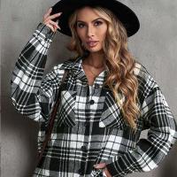 Woollen Cloth & Polyester Women Coat & loose & thermal printed plaid PC