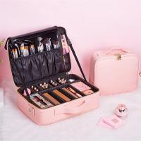 PU Leather & Nylon Cosmetic Bag hardwearing  Solid pink PC
