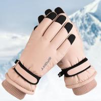 Pongee & Microfiber PU Synthetic Leather windproof & Waterproof Skiing Gloves fleece & thicken : Pair