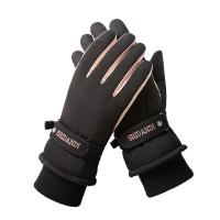 Pongee & Microfiber PU Synthetic Leather Waterproof Skiing Gloves fleece & thicken & thermal : Pair
