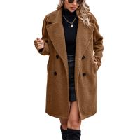 Plush & Polyester long style Women Coat thicken & thermal Solid PC