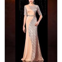 Polyester Waist-controlled Long Evening Dress Apricot PC