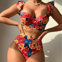 Spandex & Polyester Tankinis Set & padded printed floral multi-colored Set