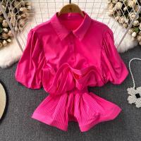 Polyester Waist-controlled Women Short Sleeve Shirt slimming Solid : PC