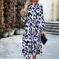 Polyester Slim & A-line Autumn and Winter Dress printed PC