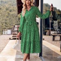 Polyester Slim & A-line Autumn and Winter Dress printed shivering PC