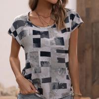 Polyester Vrouwen korte mouw T-shirts Afgedrukt meer kleuren naar keuze stuk