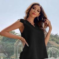 Polyester Women Sleeveless T-shirt & sweat absorption & hollow & breathable Solid PC