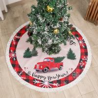 Linen Creative & Tassels Christmas Tree Skirt for home decoration & Cute printed red PC