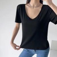 Cotton Women Short Sleeve T-Shirts slimming & loose patchwork Solid PC