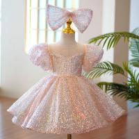 Polyester Princess Girl One-piece Dress with hair accessory pink PC