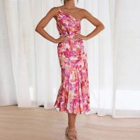 Polyester shoulder slope & Plus Size Slip Dress printed pink PC