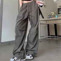 Cotton Wide Leg Trousers Women Long Trousers slimming patchwork Solid PC