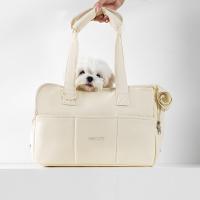 Cotton Linen Pet Carry Shoulder Bag portable & hardwearing & attached with hanging strap beige PC