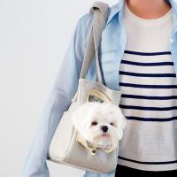 Cotton Linen Pet Carry Shoulder Bag portable & hardwearing  Solid gray PC