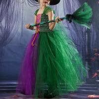Polyester Children Witch Costume Halloween Design  green PC