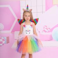 Polyester Princess & Ball Gown Girl One-piece Dress  multi-colored PC