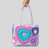 Nylon Easy Matching Shoulder Bag contrast color & large capacity heart pattern purple PC
