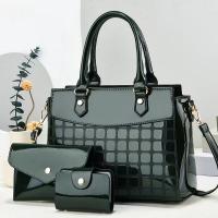 PU Leather Bag Suit large capacity & attached with hanging strap & three piece Polyester Cotton plaid Set