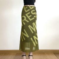 Spandex & Polyester Waist-controlled Maxi Skirt printed letter yellow PC
