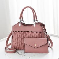 PU Leather Handbag large capacity & attached with hanging strap geometric PC